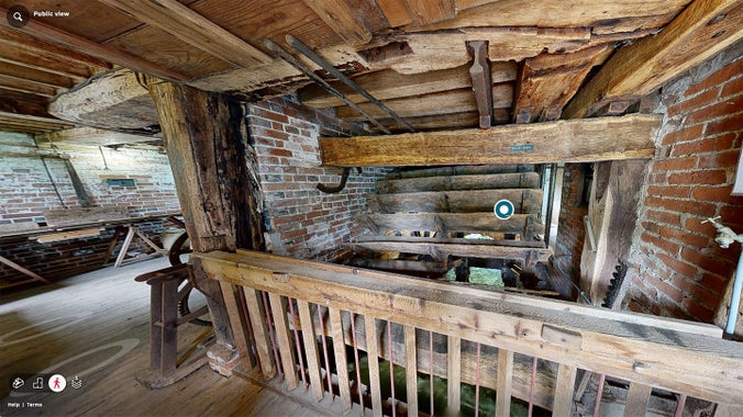 3D scan of historic wooden mill and wheel mechanism